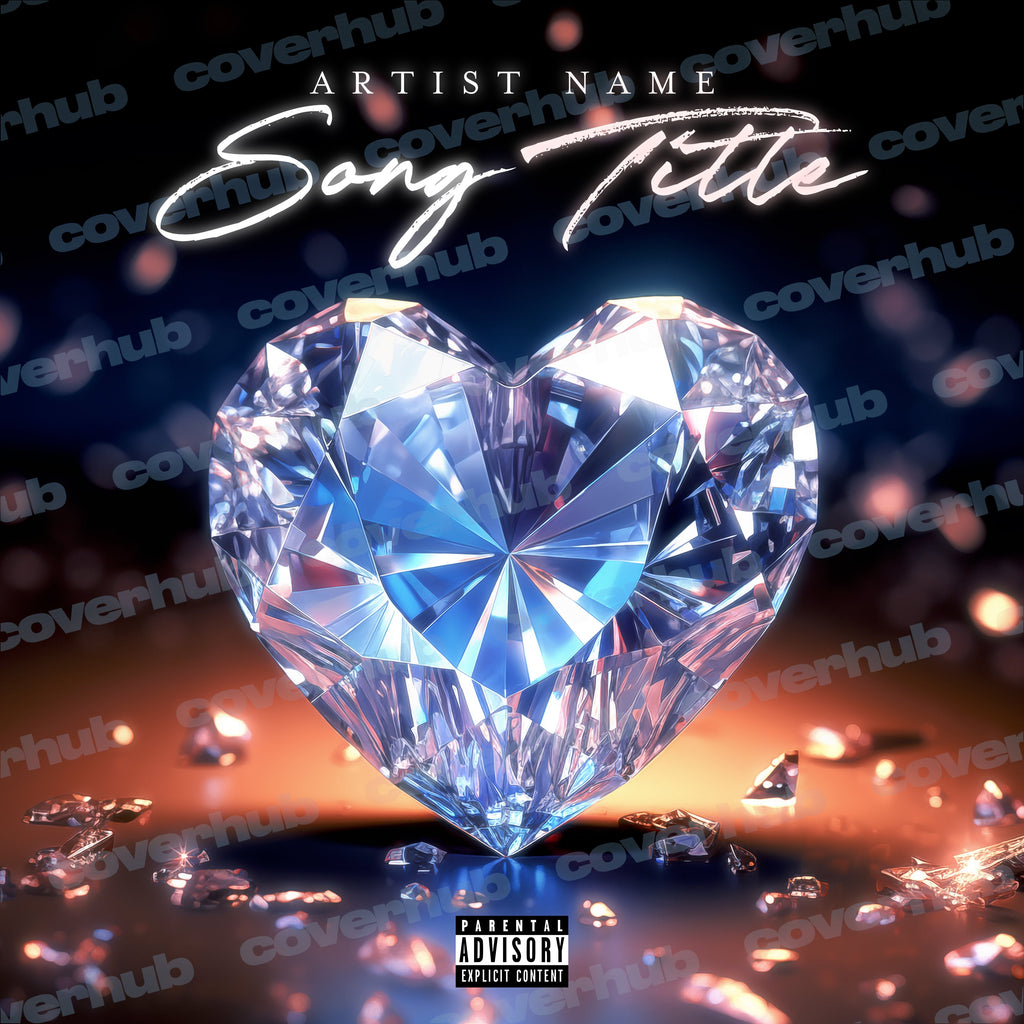 HEART SHAPED DIAMOND ALBUM COVER ART PREMADE TEMPLATE