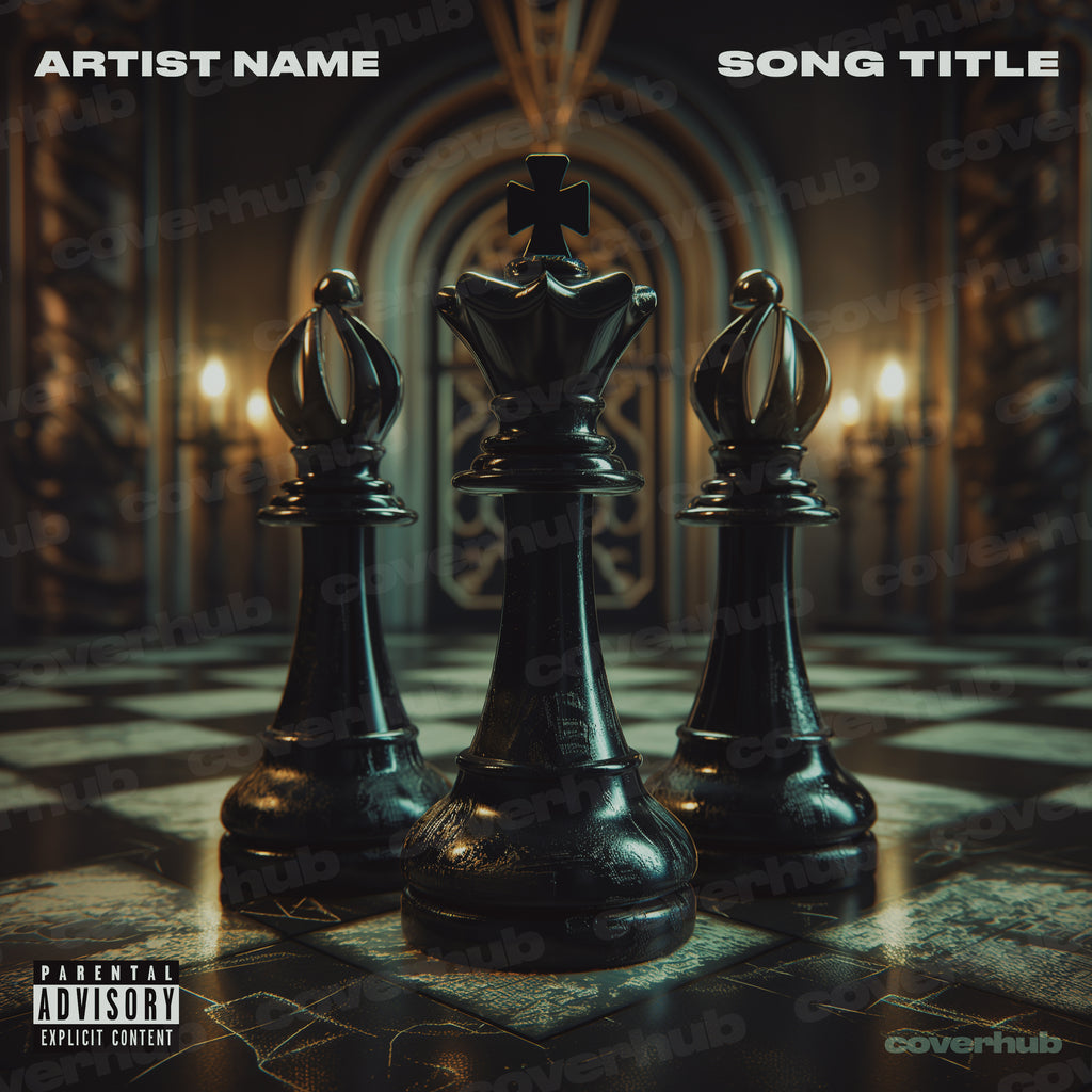 CHESS PIECES ON CHESS BOARD PREMADE COVER ALBUM ART TEMPLATE 