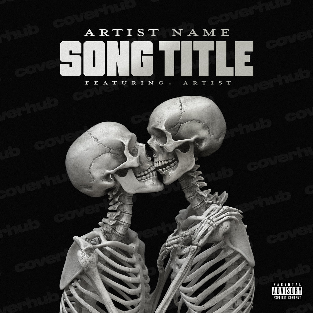 skeleton couple kissing hugging premade cover album art template