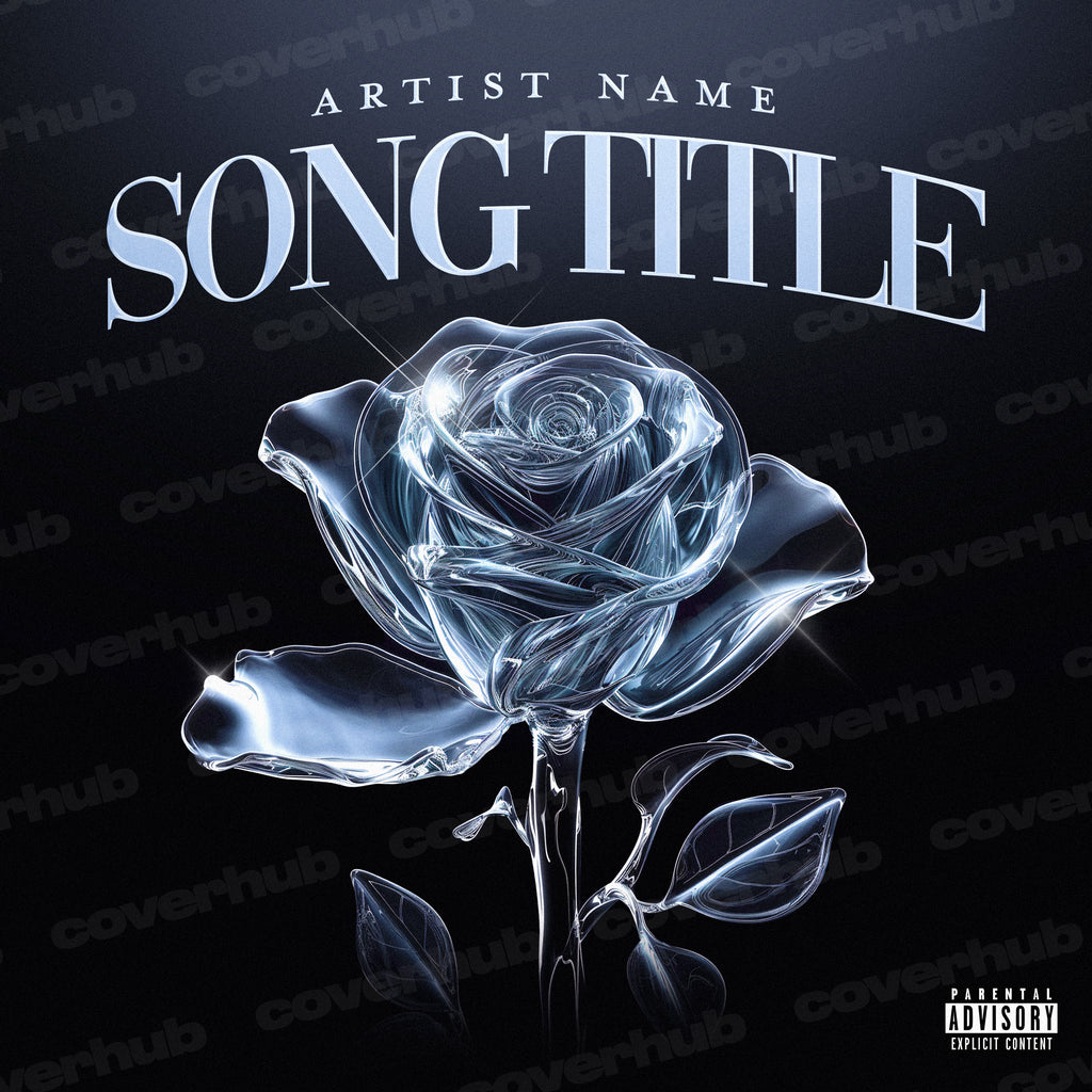 glass rose premade album single cover art template