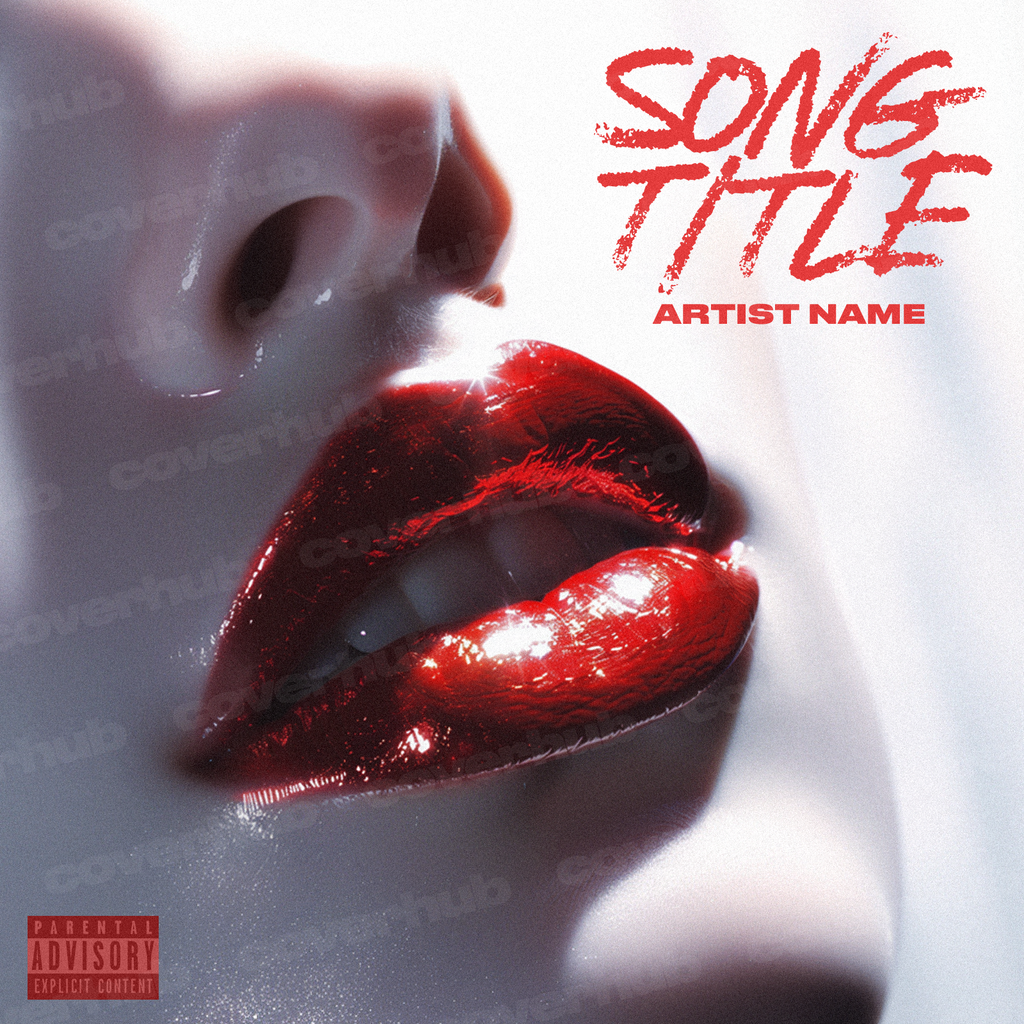 RED LIPS PREMADE ALBUM SINGLE COVER ART WORK TEMPLATE