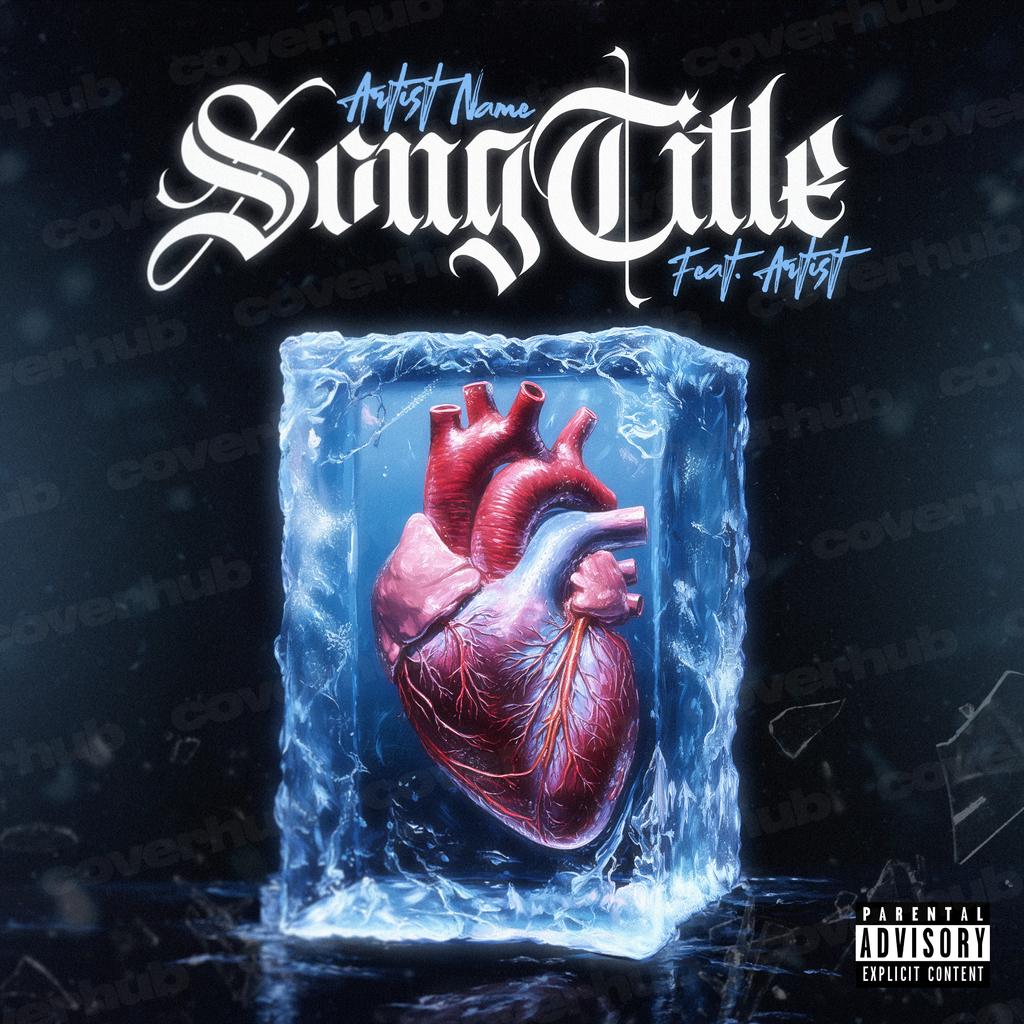 HEART IN ICE CUBE PREMADE ALBUM SINGLE COVER ART WORK TEMPLATE